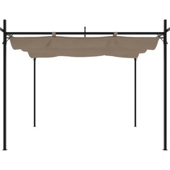 Pergola med sammenrulleligt tag - UV-resistent & robust | Størrelse: 295x292x230 cm | Farve: Gråbrun