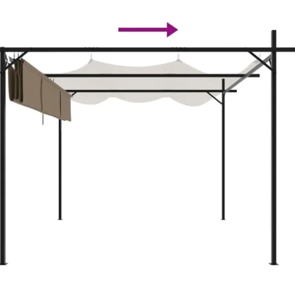 Pergola med sammenrulleligt tag - UV-resistent & robust | Størrelse: 295x292x230 cm | Farve: Gråbrun