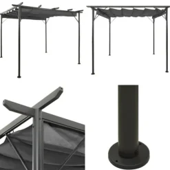 Pergola med sammenrulleligt tag 3x3 m 180 g/m² antracitgrå - Pergola - Pergolaer - Home & Living