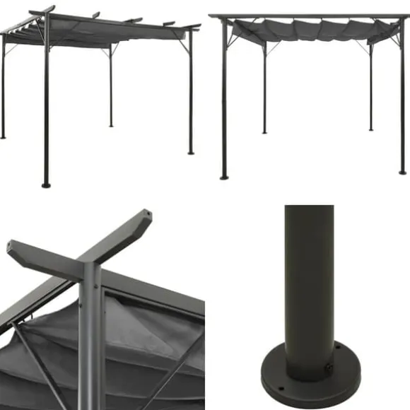 Pergola med sammenrulleligt tag 3x3 m 180 g/m² antracitgrå - Pergola - Pergolaer - Home & Living