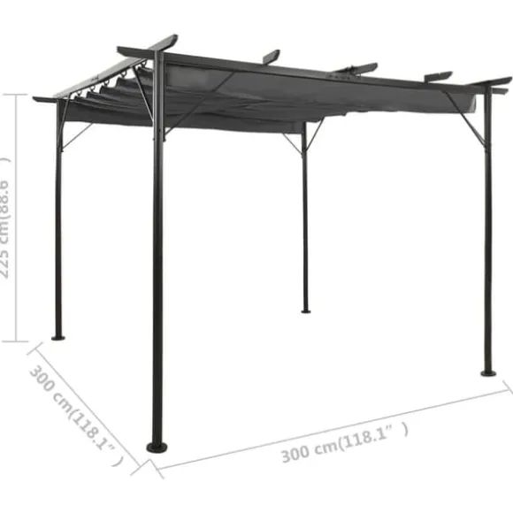 Pergola med sammenrulleligt tag 3x3 m 180 g/m² antracitgrå - Pergola - Pergolaer - Home & Living
