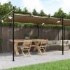 Pergola med sammenrulleligt tag - UV-resistent | Størrelse: 589x292x230 cm | Farve: Gråbrun