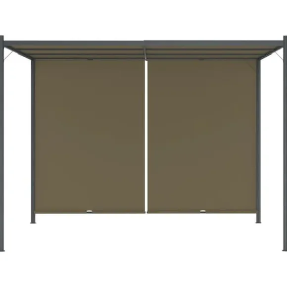Pergola med tilbagetrækkeligt tag 3x3 m - Robust og vandafvisende | Farve: Gråbrun | Størrelse: 180 g/m²