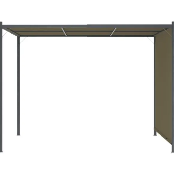 Pergola med tilbagetrækkeligt tag 3x3 m - Robust og vandafvisende | Farve: Gråbrun | Størrelse: 180 g/m²
