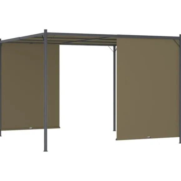 Pergola med tilbagetrækkeligt tag 3x3 m - Robust og vandafvisende | Farve: Gråbrun | Størrelse: 180 g/m²