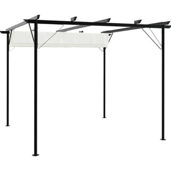 Pergola med tilbagetrækkeligt tag 3x3 m - Pulverlakeret stål | Farve: Creme