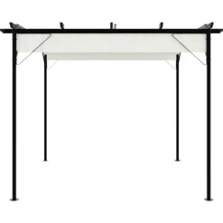 Pergola med tilbagetrækkeligt tag 3x3 m - Pulverlakeret stål | Farve: Creme