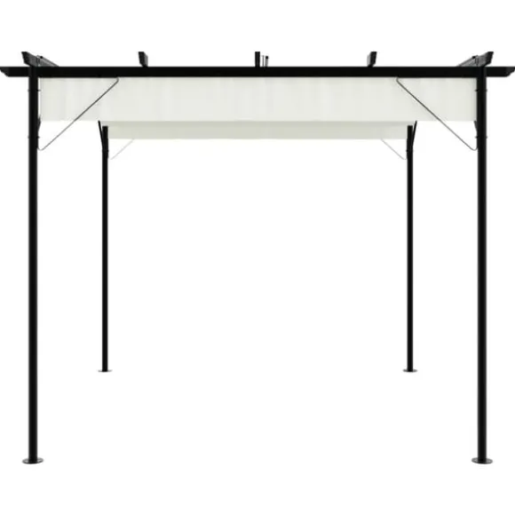 Pergola med tilbagetrækkeligt tag 3x3 m - Pulverlakeret stål | Farve: Creme