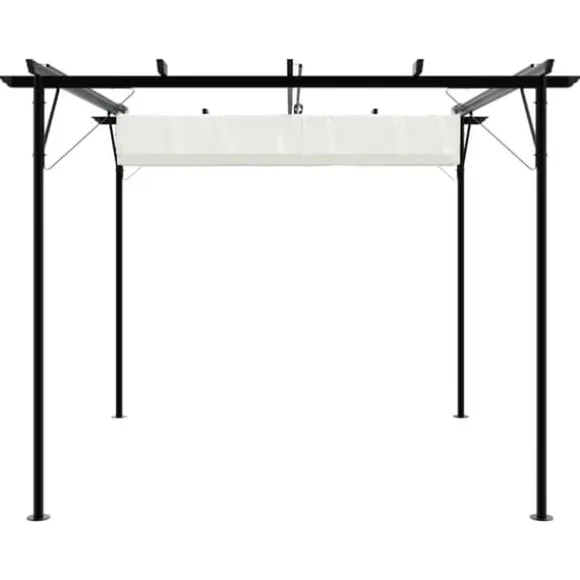 Pergola med tilbagetrækkeligt tag 3x3 m - Pulverlakeret stål | Farve: Creme