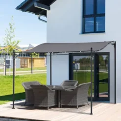 Pergola pavillon 297x297 cm, metal, grå – terrasse/altan