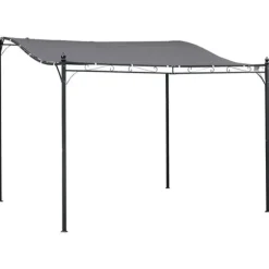 Pergola pavillon 297x297 cm, metal, grå – terrasse/altan