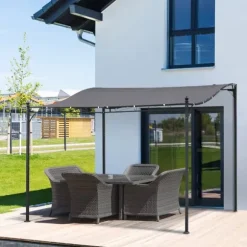 Pergola pavillon 297x297 cm, metal, grå – terrasse/altan