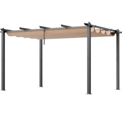 Pergola, Retraktabelt Baldakin, 296x395x230 cm, Beige, Aluminium