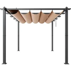 Pergola, Retraktabelt Baldakin, 296x395x230 cm, Beige, Aluminium