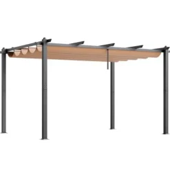 Pergola, Retraktabelt Baldakin, 296x395x230 cm, Beige, Aluminium