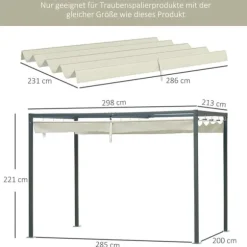 Pergola Udskiftnings Tag, 285x200 cm, Cremehvid