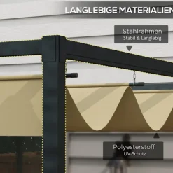 Pergola 4x3m havepavillon, terrasse tagbeklædning lavet af stål, havepavillon med justerbart tag, fritstående, solafskærmning til terrasse og have, Kh | CDON