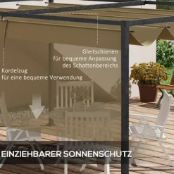 Pergola 4x3m havepavillon, terrasse tagbeklædning lavet af stål, havepavillon med justerbart tag, fritstående, solafskærmning til terrasse og have, Kh | CDON