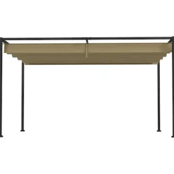 Pergola 4x3m havepavillon, terrasse tagbeklædning lavet af stål, havepavillon med justerbart tag, fritstående, solafskærmning til terrasse og have, Kh | CDON