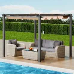 Pergola, 297x297x230 cm, Beige, Aluminium