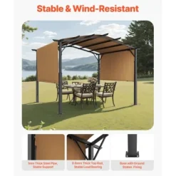 Pergola, 304.8x304.8x254 cm, Beige, Metal
