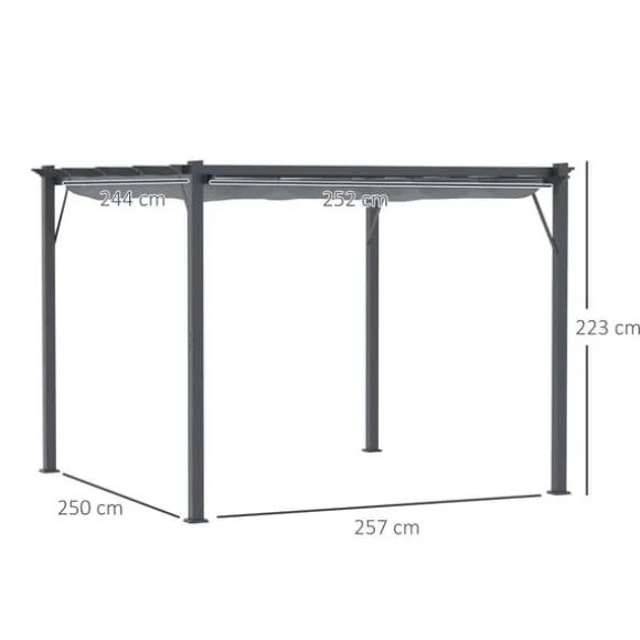 Pergola, 300x300x223 cm, Grå
