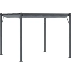 Pergola/pavillon 3×3×2,23 m, skydetag, aluminium, kulgrå/mørkegrå