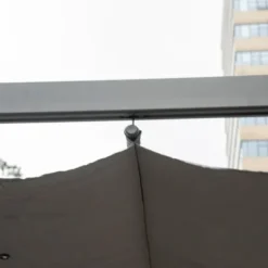 Pergola/pavillon 3×3×2,23 m, skydetag, aluminium, kulgrå/mørkegrå
