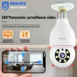 Philips Lampeovervågningskamera WiFi Lampeovervågningskamera Trådløst udendørs lyspære Kamera Bevægelsesdetektering Hjemmeovervågningskamera