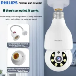Philips Lampeovervågningskamera WiFi Lampeovervågningskamera Trådløst udendørs lyspære Kamera Bevægelsesdetektering Hjemmeovervågningskamera