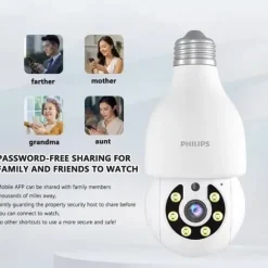 Philips Lampeovervågningskamera WiFi Lampeovervågningskamera Trådløst udendørs lyspære Kamera Bevægelsesdetektering Hjemmeovervågningskamera