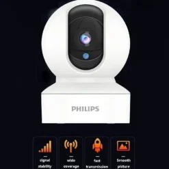 Philips TAI6000W/93 Trådløst Overvågningskamera – WiFi/4G, 1080p HD, Pan/Tilt, Bevægelsesdetektion, Nattesyn, Til Hjem og Kontor