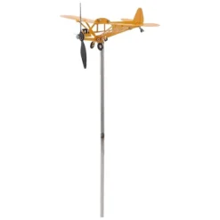 Piper J3 Cub Airplane Weathervane 3D Metal Airplane Weather Fane Udendørs tag Vindretningsindikator Haveindretning Lille