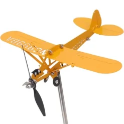 Piper J3 Cub Airplane Weathervane 3D Metal Airplane Weather Fane Udendørs tag Vindretningsindikator Haveindretning Lille