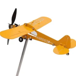Piper J3 Cub Airplane Weathervane 3D Metal Airplane Weather Fane Udendørs Tag Vindretningsindikator Haveindretning Stor