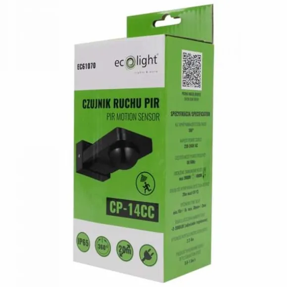 PIR-bevægelsessensor CP-14CC SORT maks. 1000W