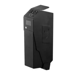 Pistolskab - Biometrisk pistolboks - Hurtig 3-vejs adgang Fingeraftryk/Kode/Nøgle - LED-lys - Til 1 pistol + magasin - Monterbar til natbord/bil