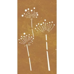 Plakater, prints & vægkunst - Living udendørs vægdekoration 105x55 cm blomsterdesign cortenstål