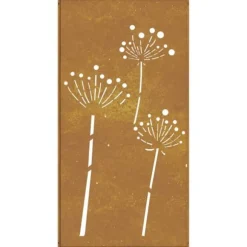 Plakater, prints & vægkunst - Living udendørs vægdekoration 105x55 cm blomsterdesign cortenstål