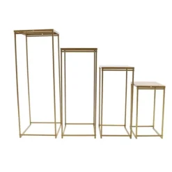 Plante- & blomsterstander sæt - Metalstativ - 4 stk - Stålrør - 10–15 kg pr. stativ - Inde/ude - Samling kræves - Til bryllupsdekoration - Guld