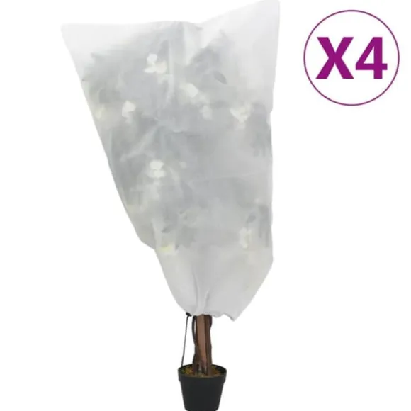 Plantebeskyttelse med snore - Vinterbeskyttelse | Størrelse: 0,8x1 m | 4 stk. 70 g/m²