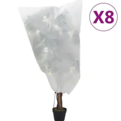 Plantebeskyttelse med snore - 8 stk. 70 g/m² | Størrelse: 0,8x0,8 m