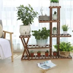 Plantebord, 5 niveauer, 95 cm x 25 cm x 95 cm, træ, samlingsmetode, egnet til indendørs og udendørs brug