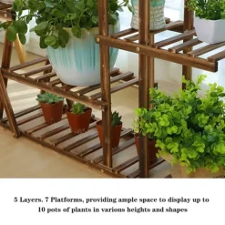 Plantebord, 5 niveauer, 95 cm x 25 cm x 95 cm, træ, samlingsmetode, egnet til indendørs og udendørs brug