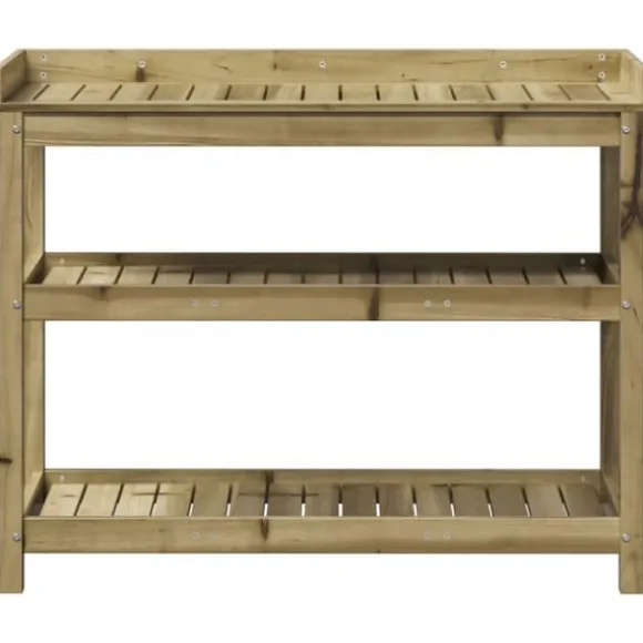 Plantebord i imprægneret fyrretræ med hylder | Størrelse: 108x45x86,5 cm
