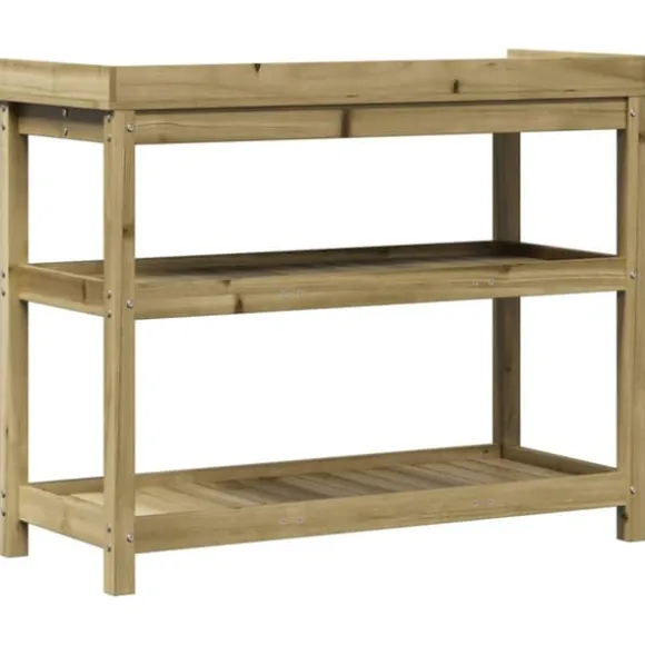 Plantebord i imprægneret fyrretræ med hylder | Størrelse: 108x45x86,5 cm