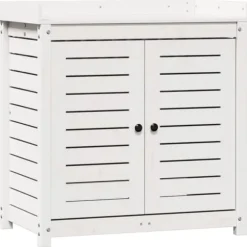 Plantebord i massiv fyrretræ med hylder - Opbevaring til potteplanter | Størrelse: 82,5x50x86,5 cm | Farve: Hvid