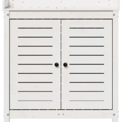 Plantebord i massiv fyrretræ med hylder - Opbevaring til potteplanter | Størrelse: 82,5x50x86,5 cm | Farve: Hvid
