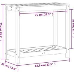 Plantebord i massivt douglasgran med hylde | Størrelse: 82,5x35x75 cm