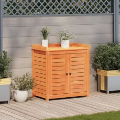 Plantebord i massivt fyrretræ med hylder - Pottebord til have | Størrelse: 82,5x50x86,5 cm | Farve: Brun